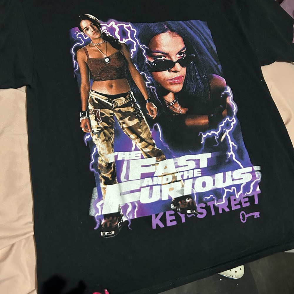 Zumiez Black Graphic Tee with Purple Accents